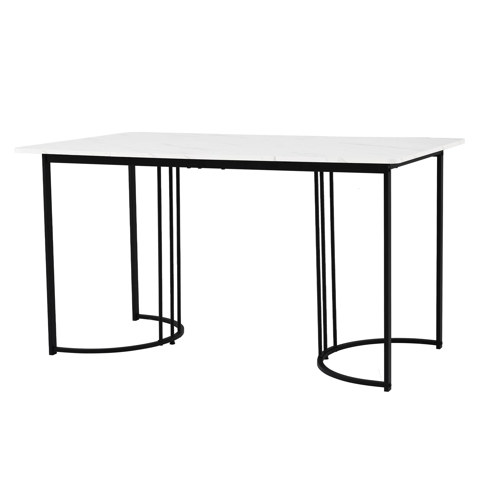 5-Piece Dining Set 140x80cm Modern Kitchen Table 4 Chairs White MDF/Brown Velvet - Image 8