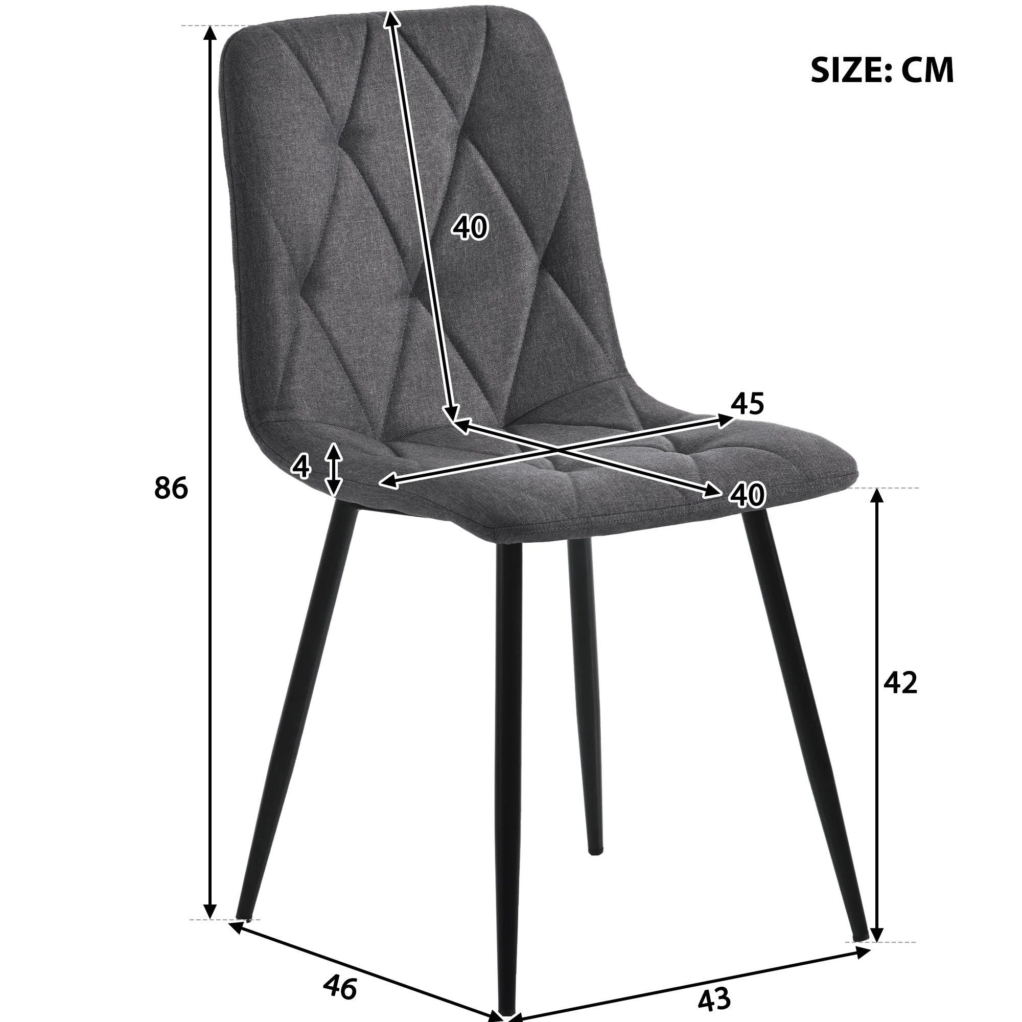 5-Piece Dining Set Extendable Table 110/140cm with 4 Chairs Cotton-Linen Grey - Image 16