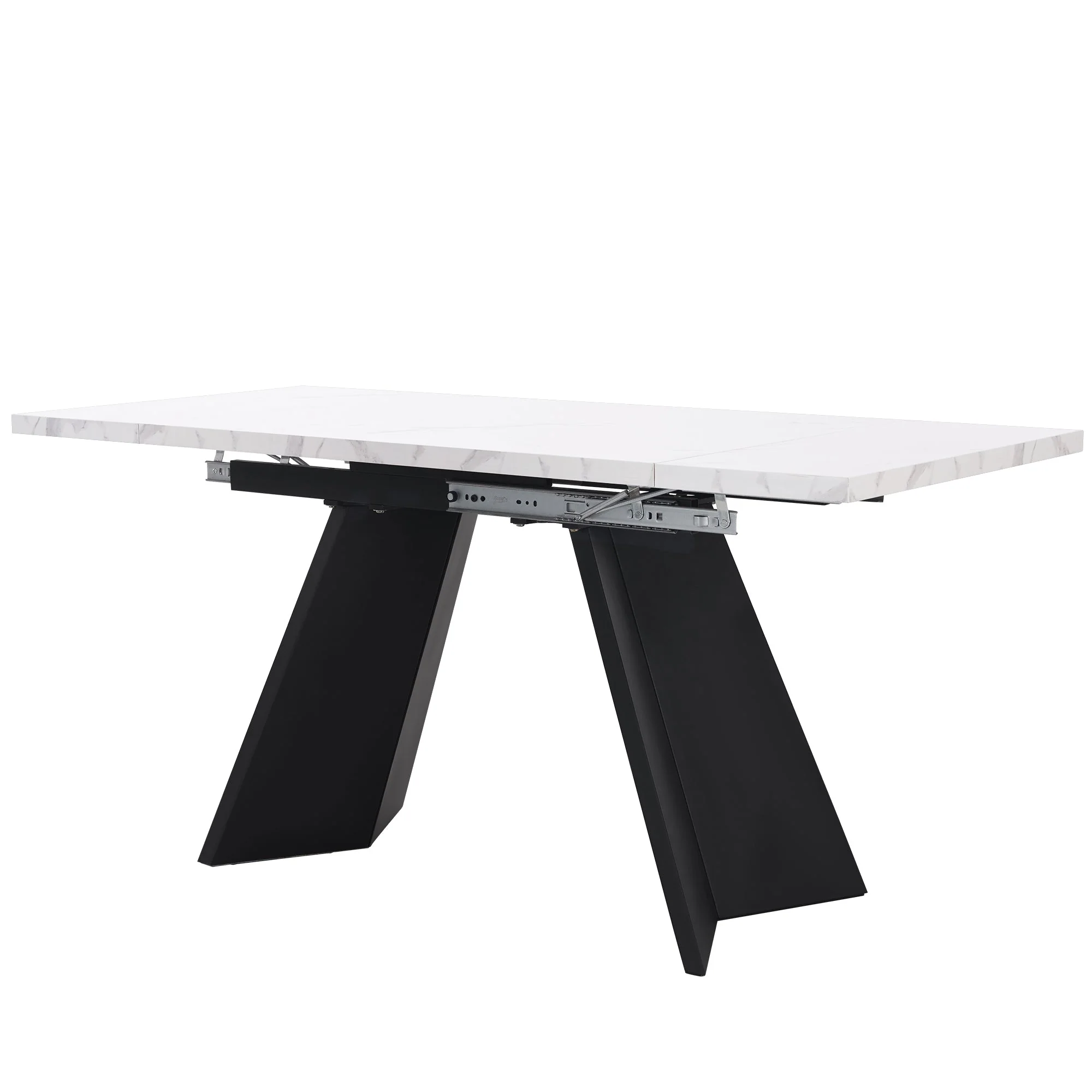 5-Piece Dining Set Extendable Table 160x80cm with 4 Grey Velvet Chairs White - Image 7
