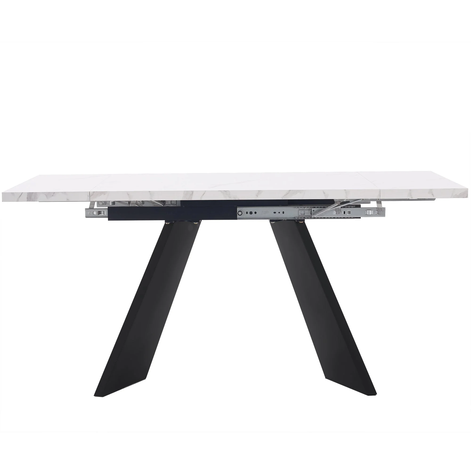 5-Piece Dining Set Extendable Table 160x80cm with 4 Grey Velvet Chairs White - Image 8