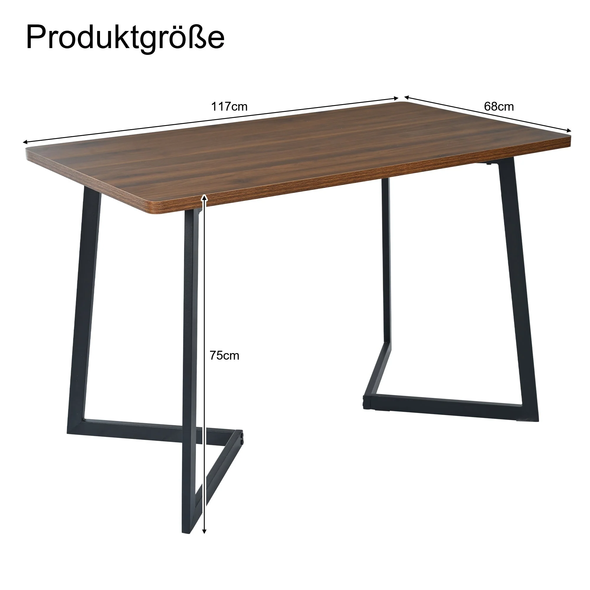 5-Piece Dining Set Modern Wood Grain Table 4 Chairs Black Metal Walnut/Beige Velvet - Image 10