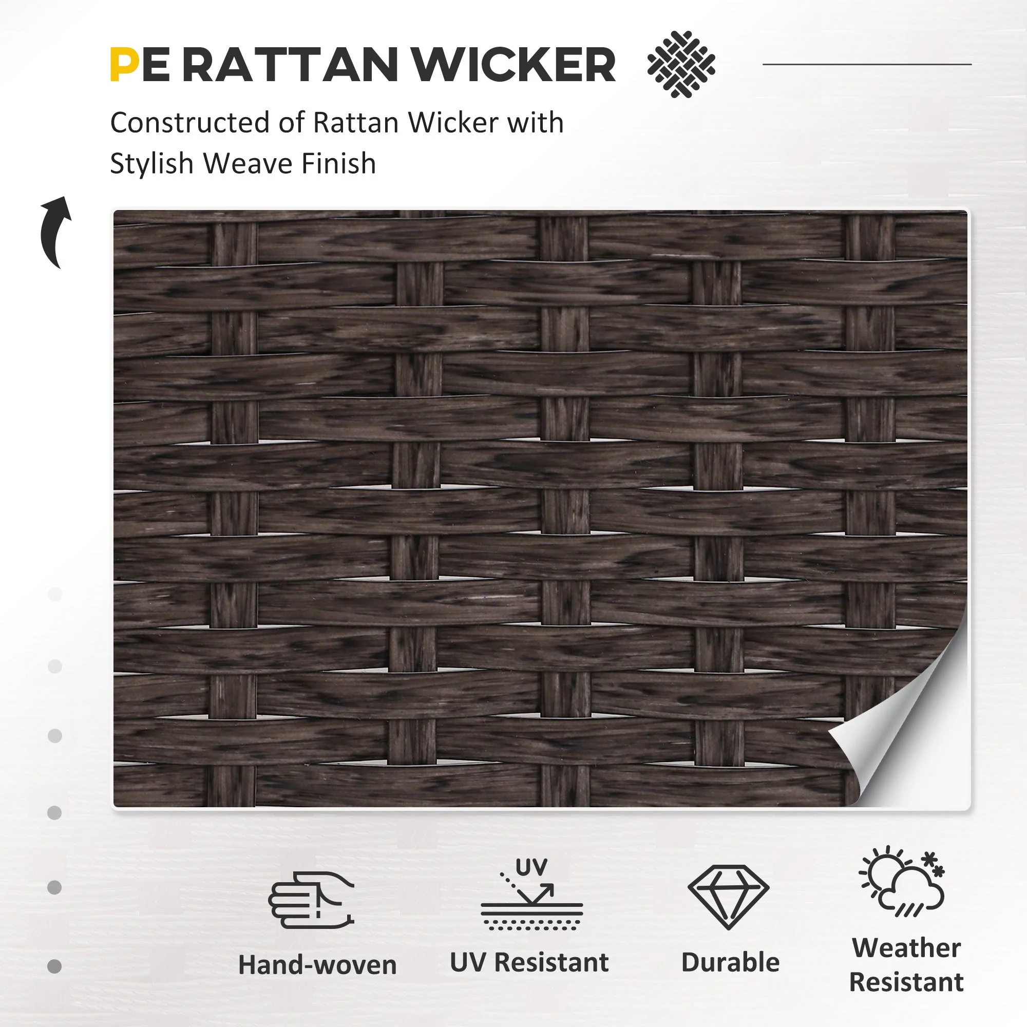 5 Piece PE Rattan Garden Furniture Set with Padded Cushions and Glass Top Table, Brown - Image 4