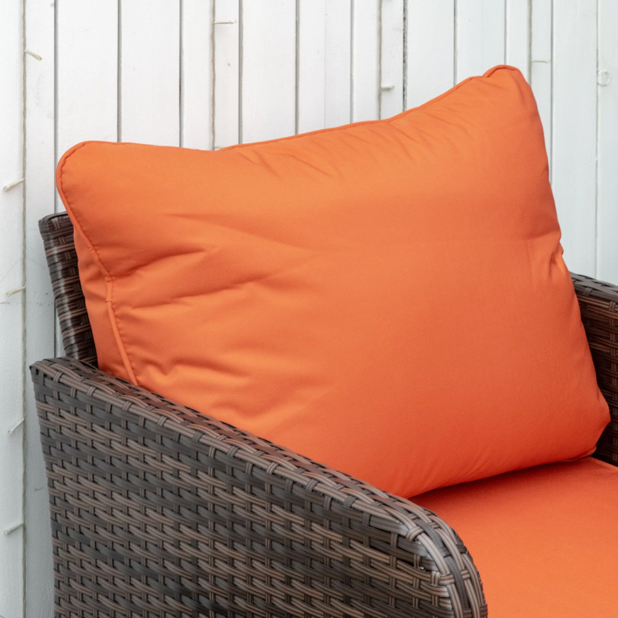 5 Piece PE Rattan Garden Furniture Set with Padded Cushions and Glass Top Table, Brown - Image 7