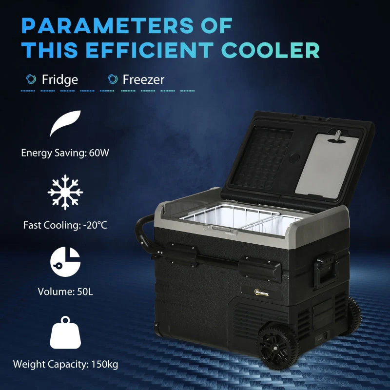 50L Car Refrigerator, Portable Compressor Fridge Freezer with Inner LED Light, Black - Image 4