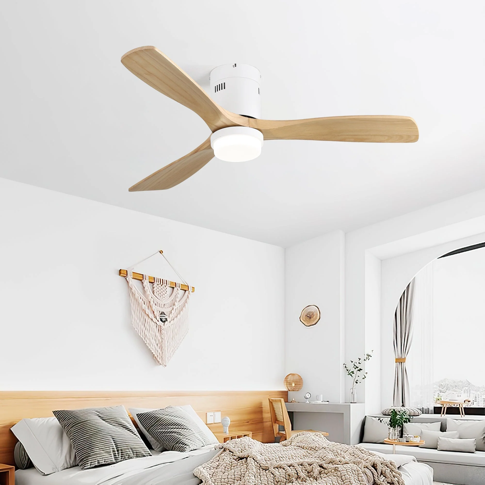 52-inch Ceiling Fan with Remote, 6 Speed, 18W LED Light, Solid Wood - Image 5