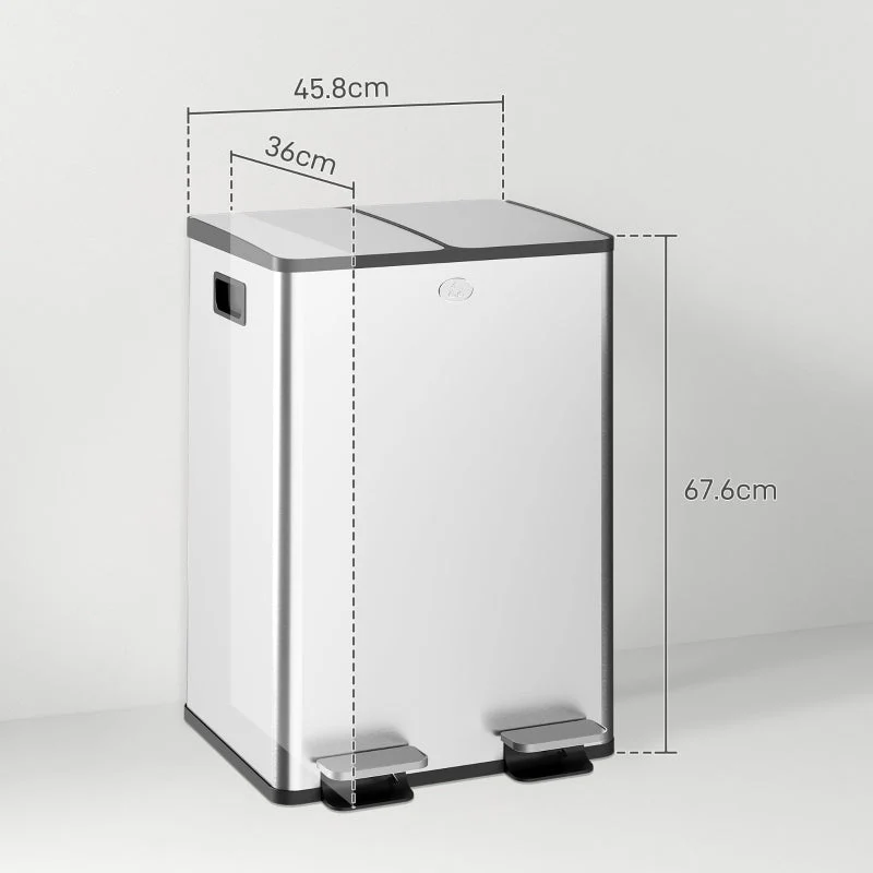 56L Dual Compartment Bin with Deodoriser Holders Stainless Steel - Image 3