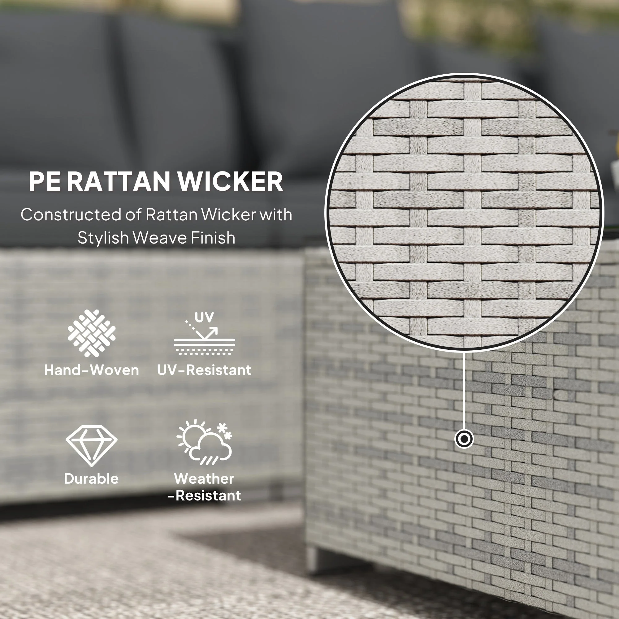 6 Piece Corner Sofa Set, Modular Garden Furniture, Mixed Grey Rattan - Image 4