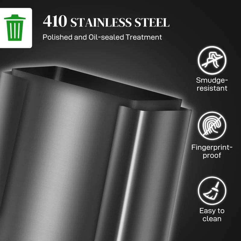 60L Dual Compartment Bin with Deodoriser Holders, Stainless Steel Black - Image 5