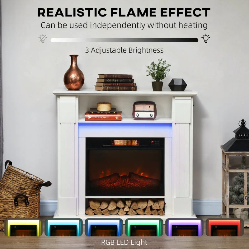 6142 BTU Fireplace and LED Mantel, 17-27°C Thermostat, White - Image 4