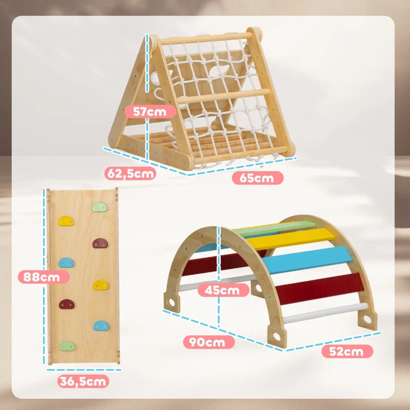 7 in 1 Indoor Climbing Triangle with Slide and Arch, Multicoloured - Image 3