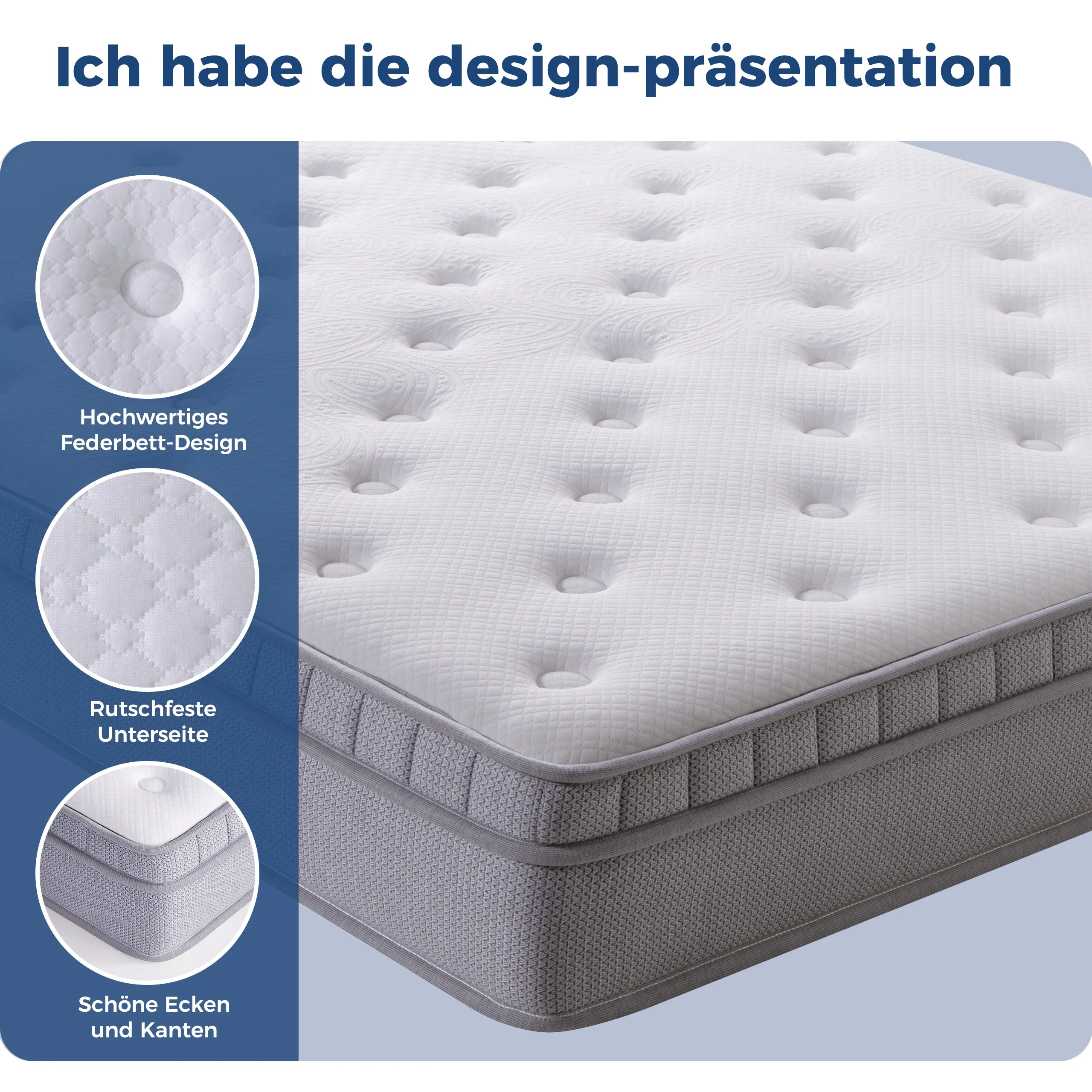 7-Zone Pocket Spring Mattress, 120x200 H3 Ergonomic with Comfort Foam, White - Image 9