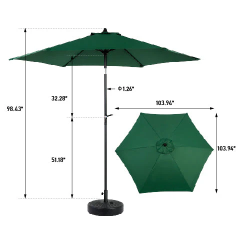 9 ft Double Sided Outdoor Umbrella Rectangular Large with Crank, Dark Green - Image 2