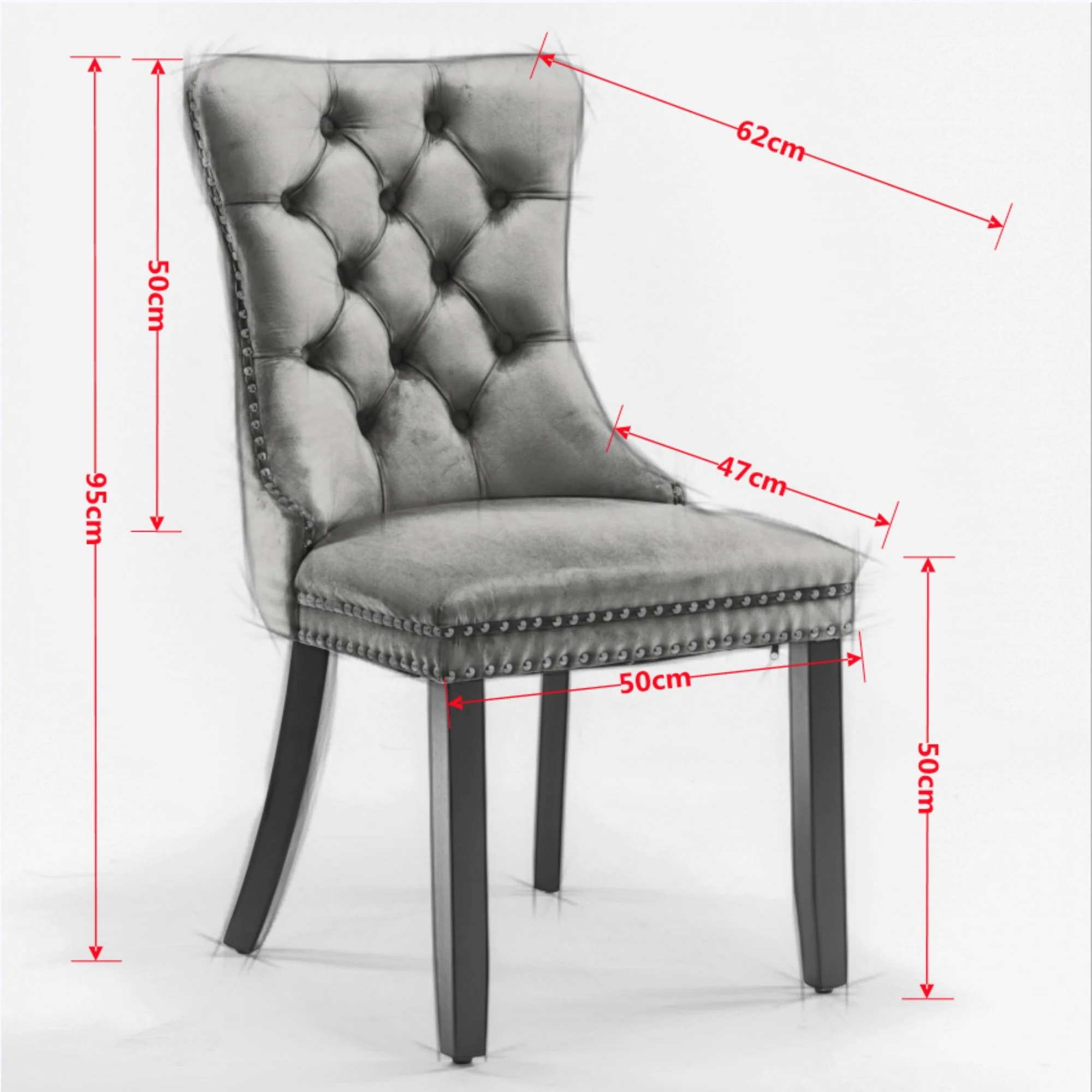 A&A Furniture Nikki Collection Modern Tufted Velvet Dining Chair Set of 2 with Chrome Legs Gray/Chrome - Image 7