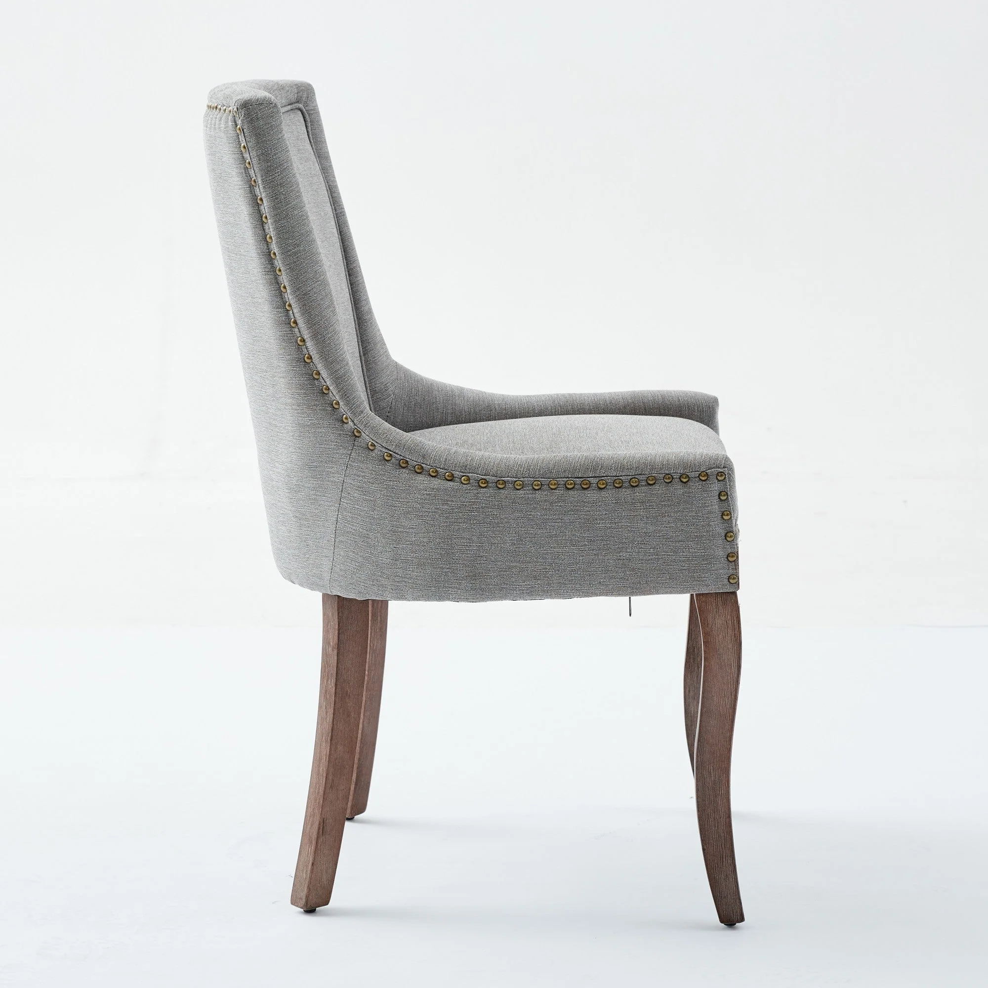A&A Furniture Ultra Side Dining Chair with Thickened Fabric and Solid Wood Legs, Set of 2, Gray - Image 4