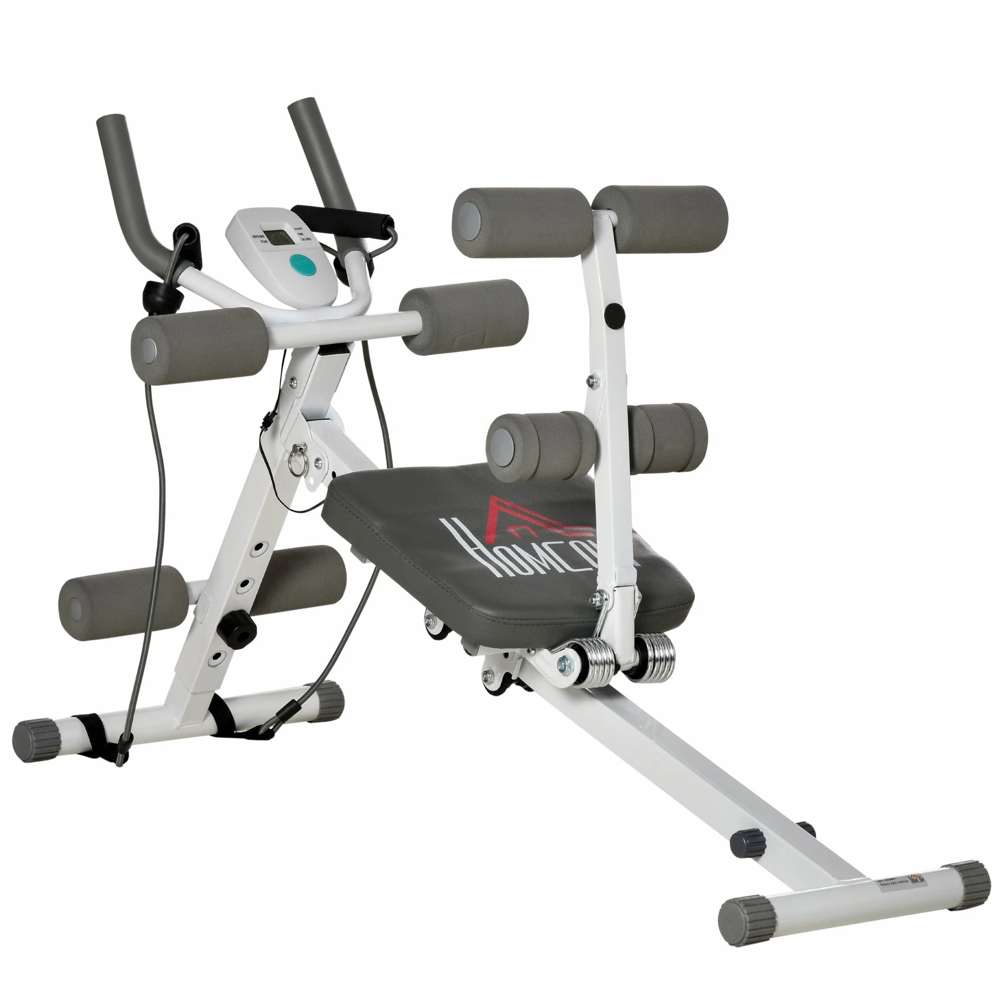 Abdominal Trainer, Adjustable with LCD Display, Steel, White + Gray - Image 2