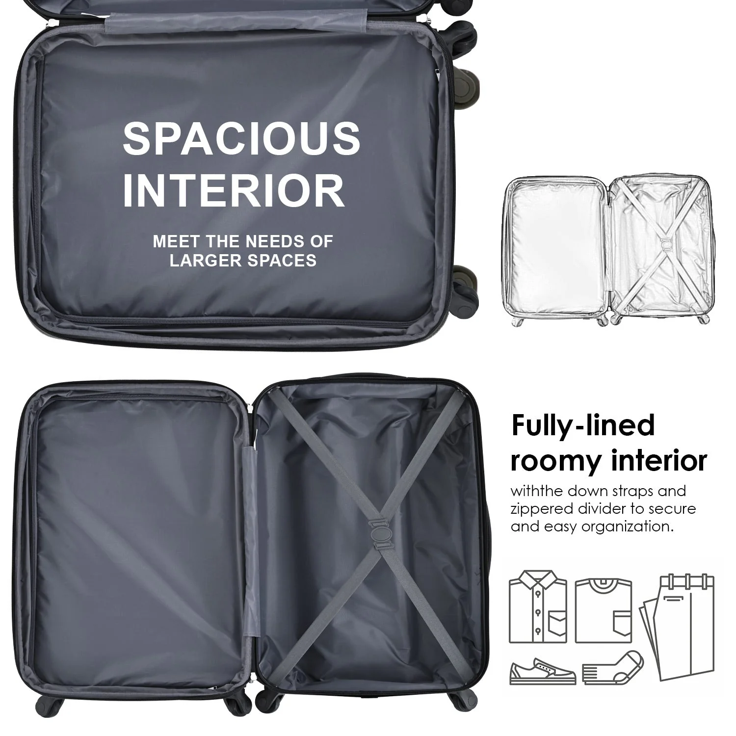 ABS Hard shell Travel Trolley Suitcase 4 Wheel Luggage Set, 28", Golden - Image 2