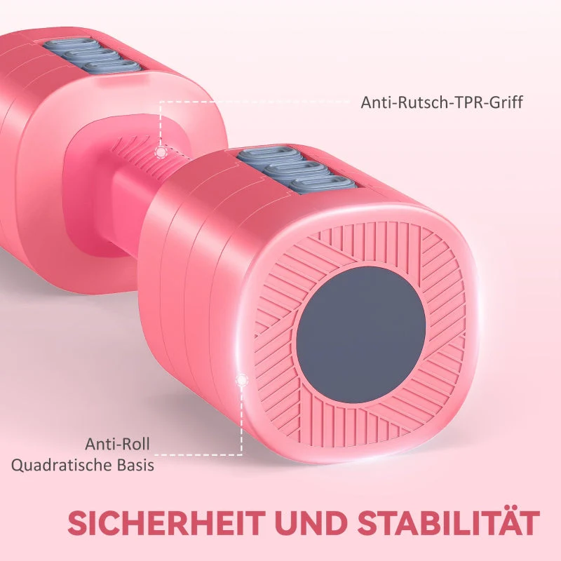 Adjustable Dumbbell Set with Square Shape and Metal Core, Red - Image 6