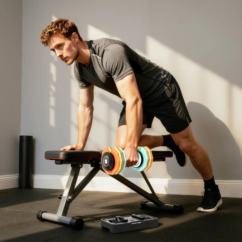 Adjustable Dumbbell with 5-25kg Weight Range and Non-Slip Grip, Black - Image 8