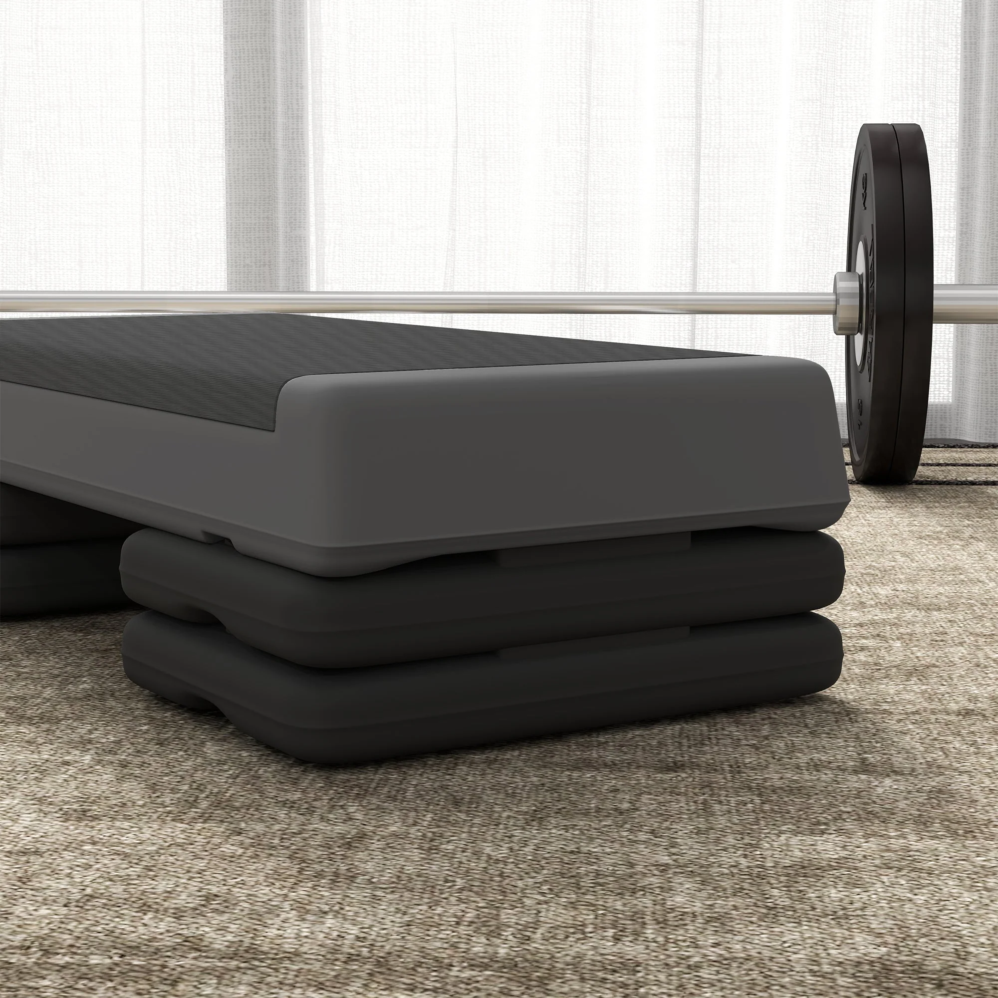 Aerobic Stepper, Height-Adjustable Non-Slip, Plastic Gray - Image 7