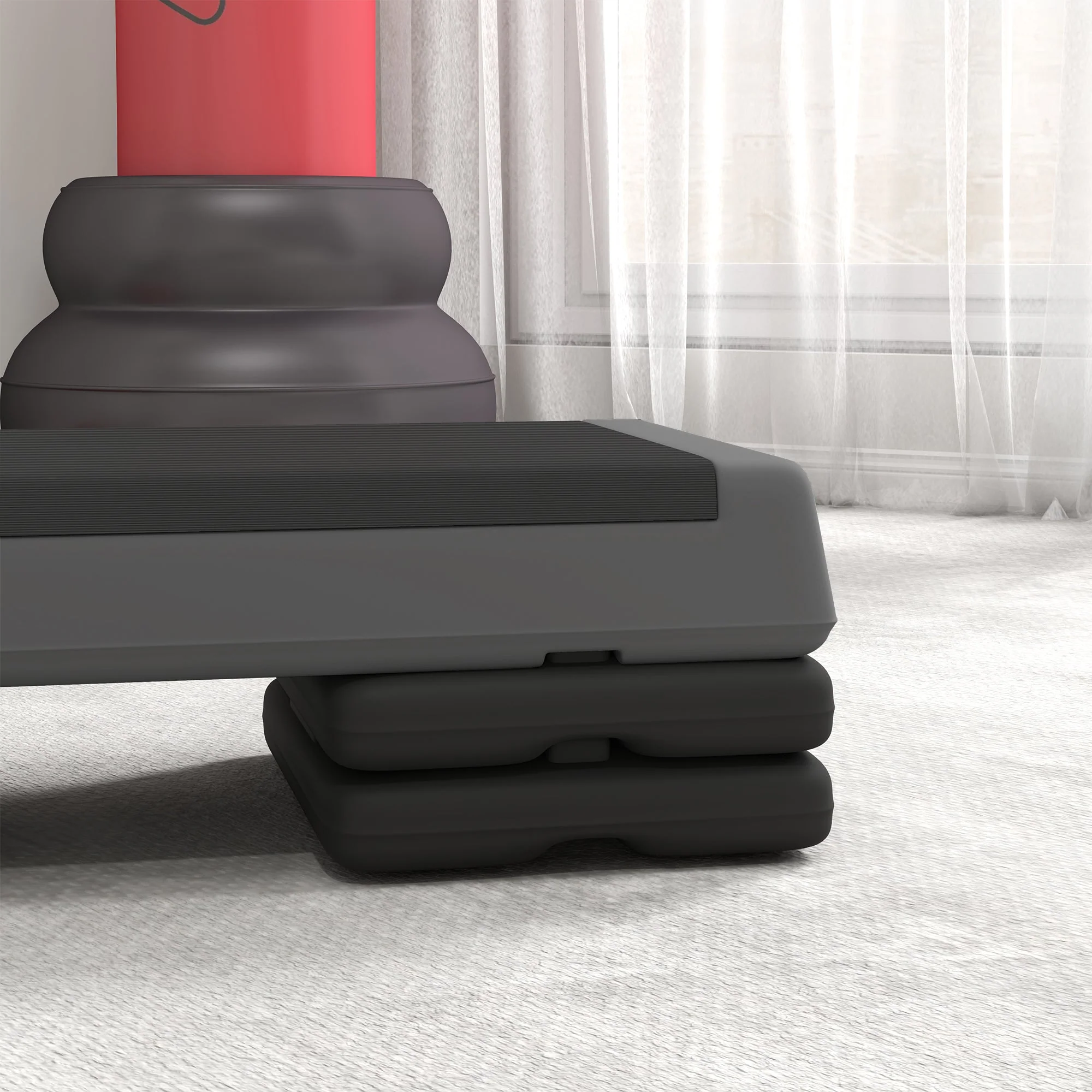 Aerobic Stepper, Height-Adjustable Non-Slip, Plastic Gray - Image 8