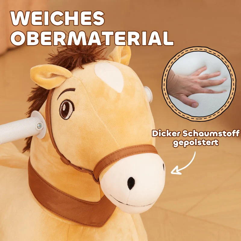 AIYAPLAY 6V Children's Electric Car Horse Shape with Music, Foot Pedal, Brown - Image 5