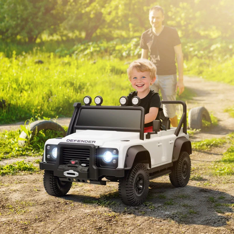 AIYAPLAY Children's Electric Car, 12V Battery, Remote Control, LED Lights, White