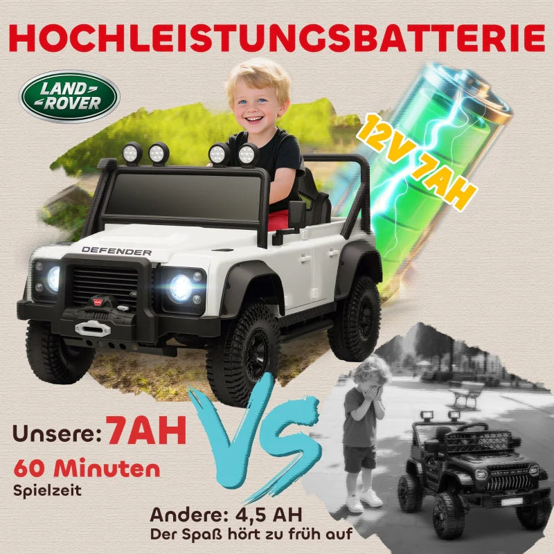 AIYAPLAY Children's Electric Car, 12V Battery, Remote Control, LED Lights, White - Image 4