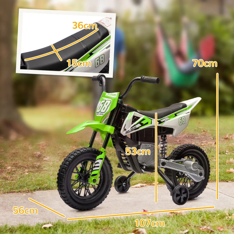 AIYAPLAY Electric Motorcycle for Kids, 12V with music and training wheels, green - Image 3
