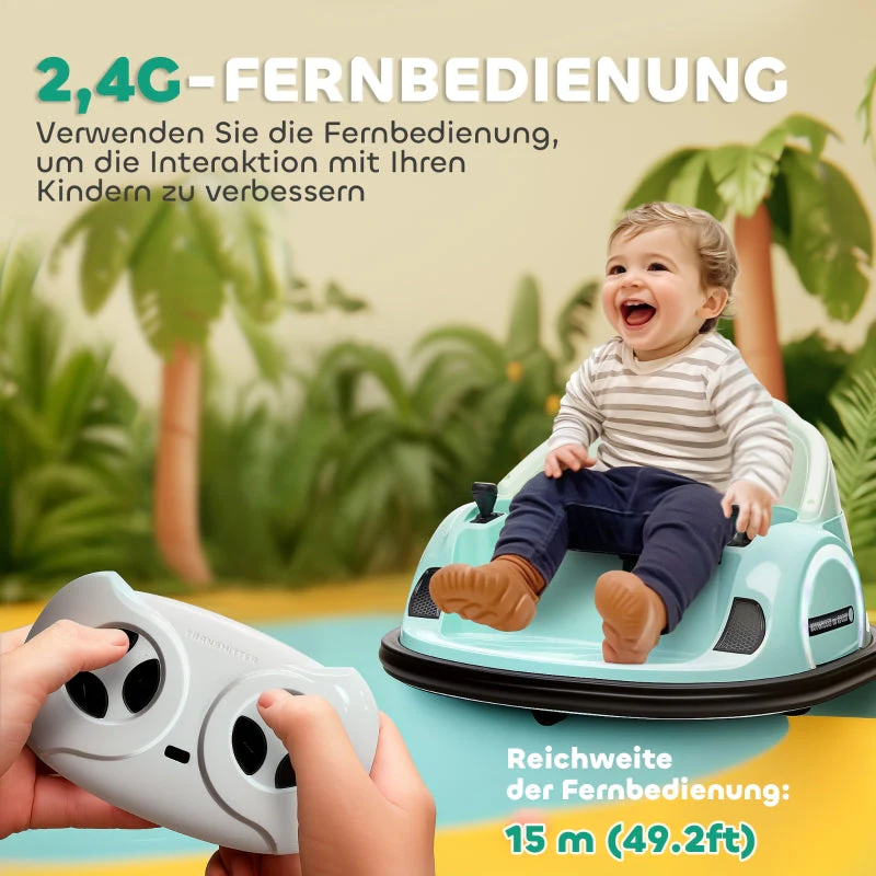 AIYAPLAY Kids Bumper Car with Remote Control Music Lights Green - Image 5
