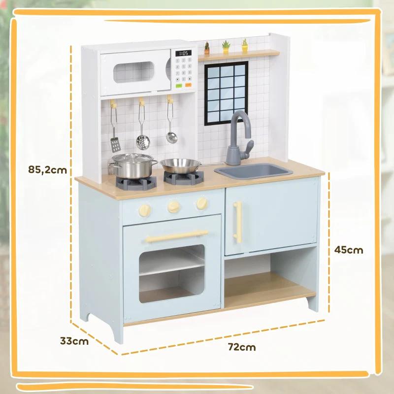 AIYAPLAY Play Kitchen Set with Microwave, Stove, Oven, Utensils, blue - Image 3