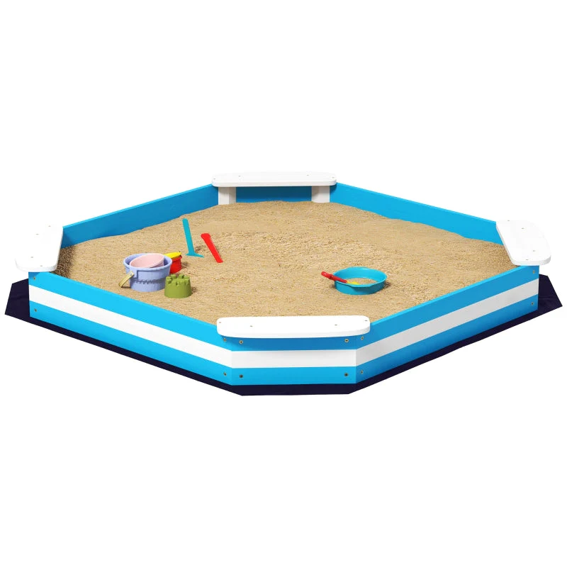 AIYAPLAY Sandpit, sandbox with 4 seats, spruce wood, blue - Image 2