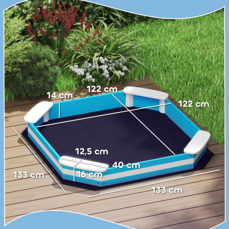 AIYAPLAY Sandpit, sandbox with 4 seats, spruce wood, blue - Image 3