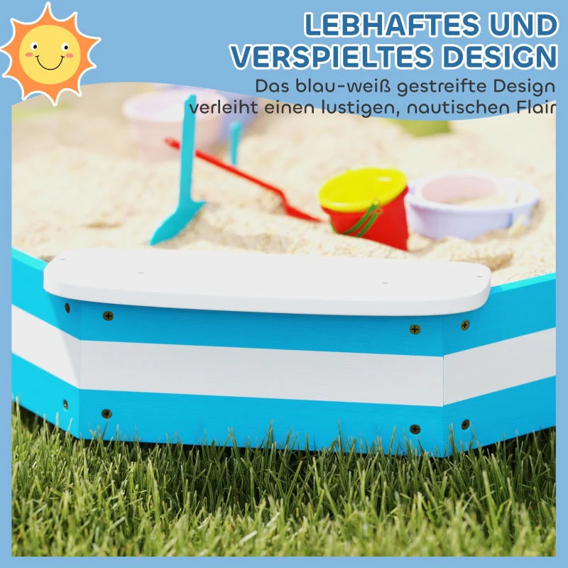 AIYAPLAY Sandpit, sandbox with 4 seats, spruce wood, blue - Image 5