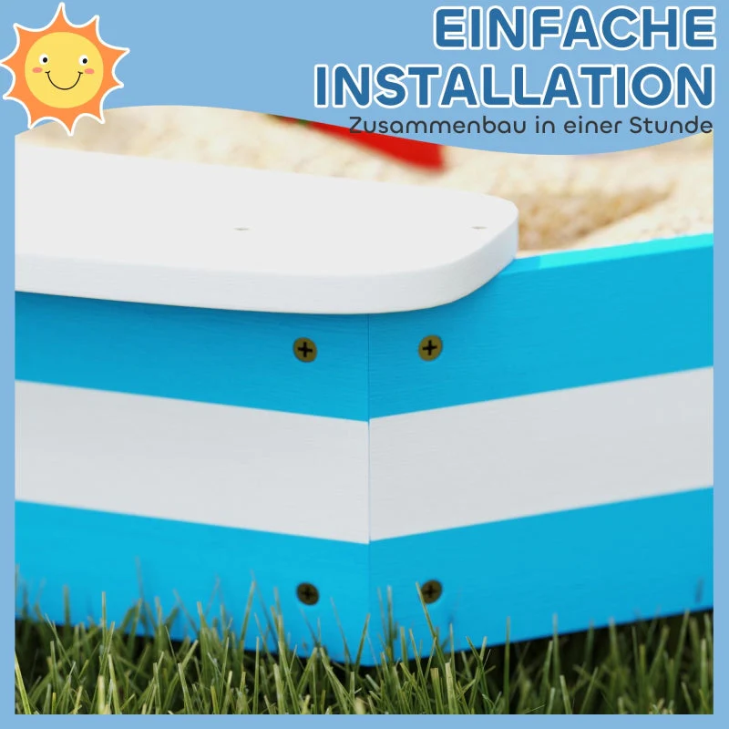 AIYAPLAY Sandpit, sandbox with 4 seats, spruce wood, blue - Image 8