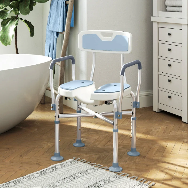 Aluminium Shower Chair Padded Seat Light Blue
