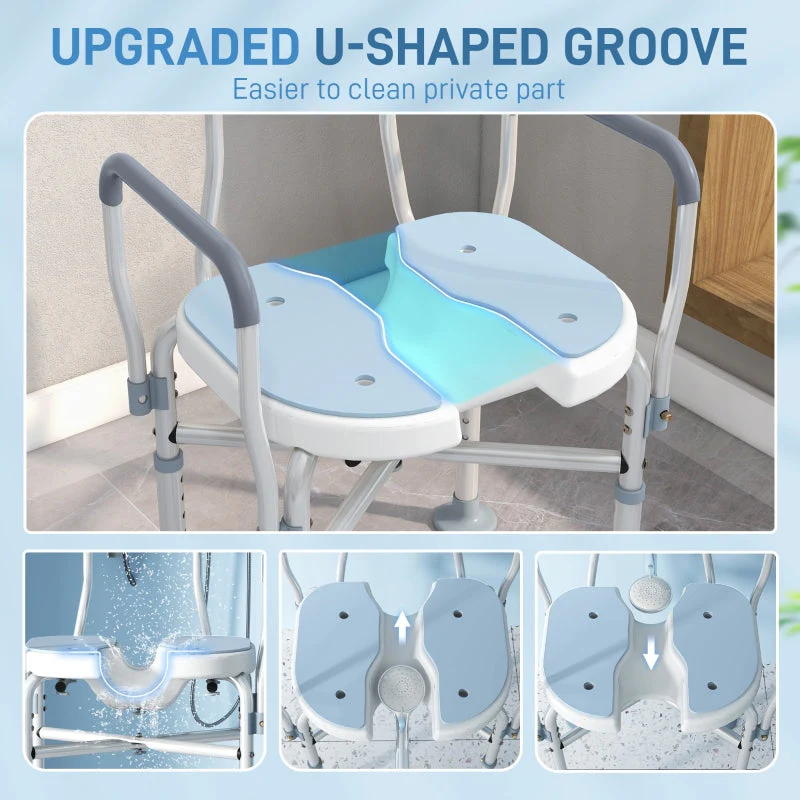 Aluminium Shower Chair Padded Seat Light Blue - Image 4