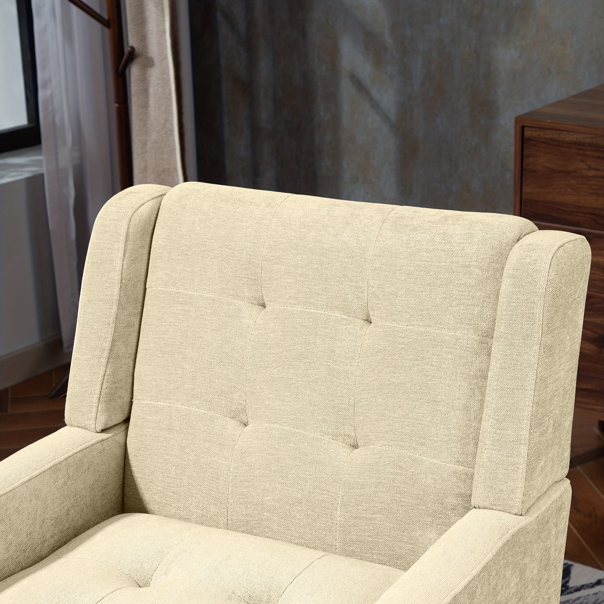 Armchair Mid-Century Modern Buttoned Suede Solid Wood Legs - Image 9