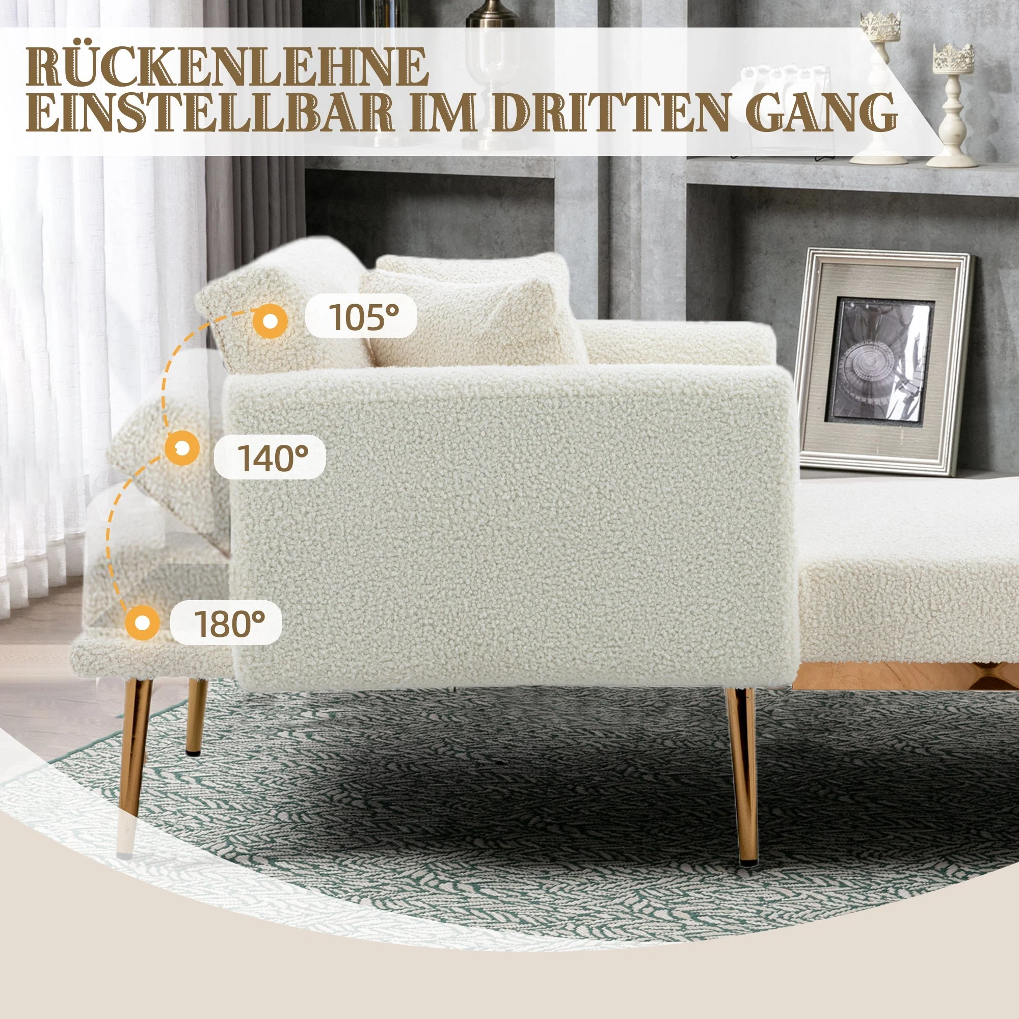 Armchair, Modern Adjustable Recliner Folding Sofa - Image 3