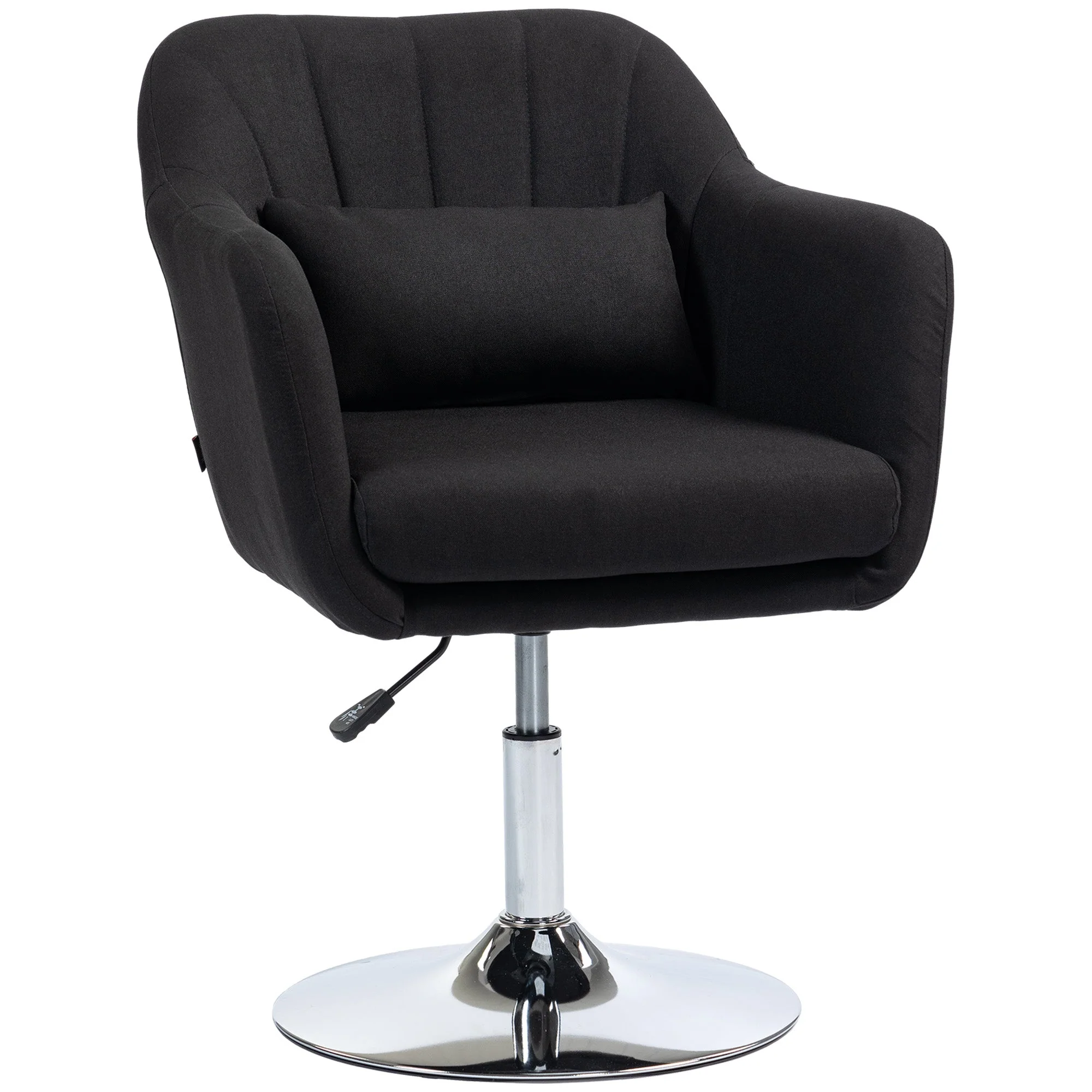 Armchair Recliner with Armrests Lumbar Cushion Swivel Metal Frame, Linen Look Black - Image 2
