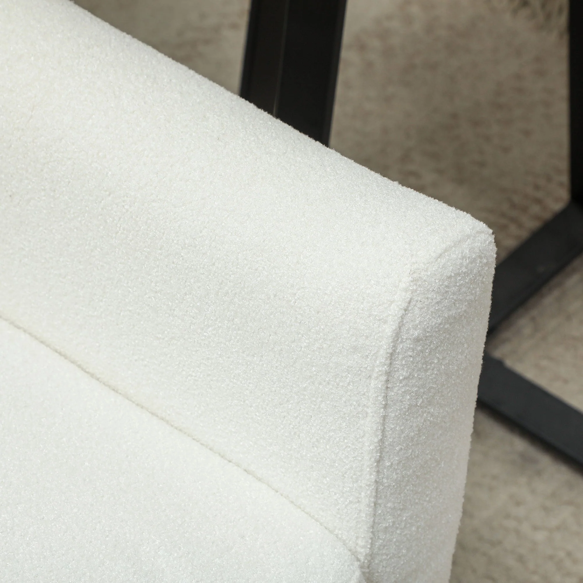 Armchair Tufted Lounge Chair with Teddy Fleece, White - Image 8