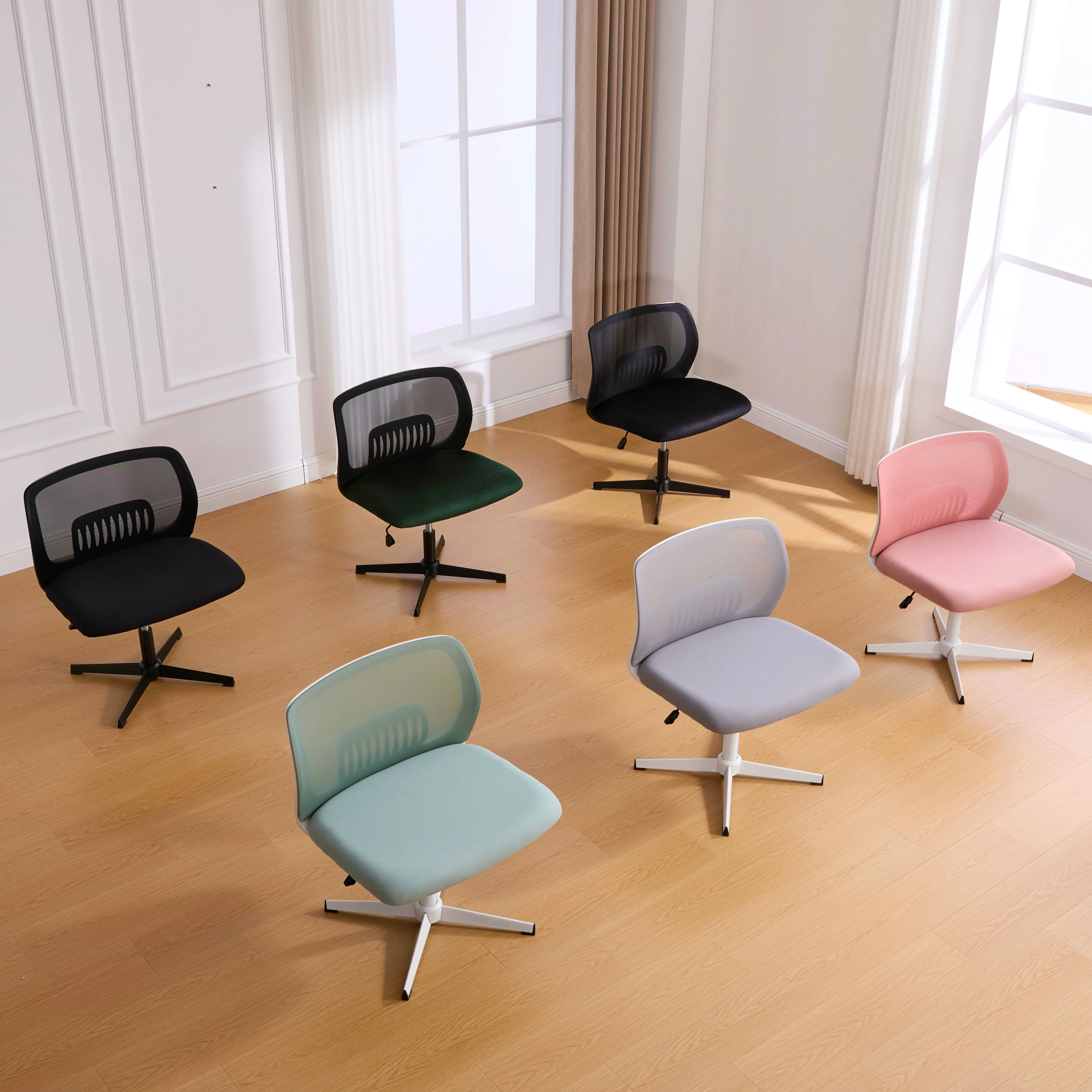 Armless Office Chair, Rocking Function Height Adjustable 360° Rotatable, Wide Upholstery - Image 10