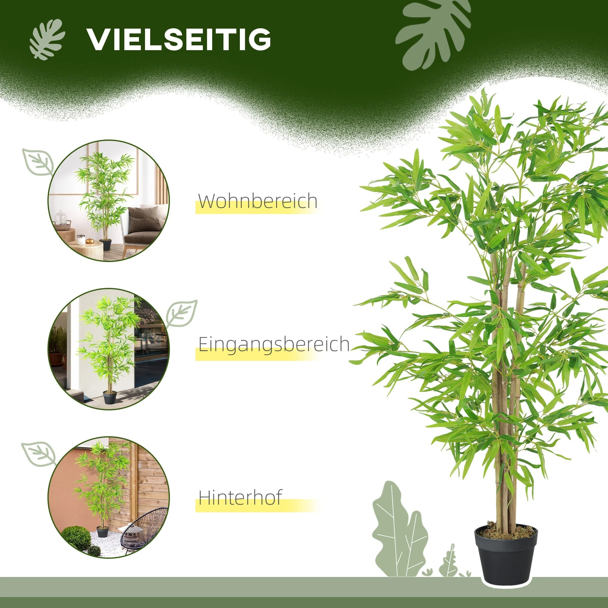 Artificial Bamboo Plant, 150cm Large Fake Plant, Plastic - Image 4