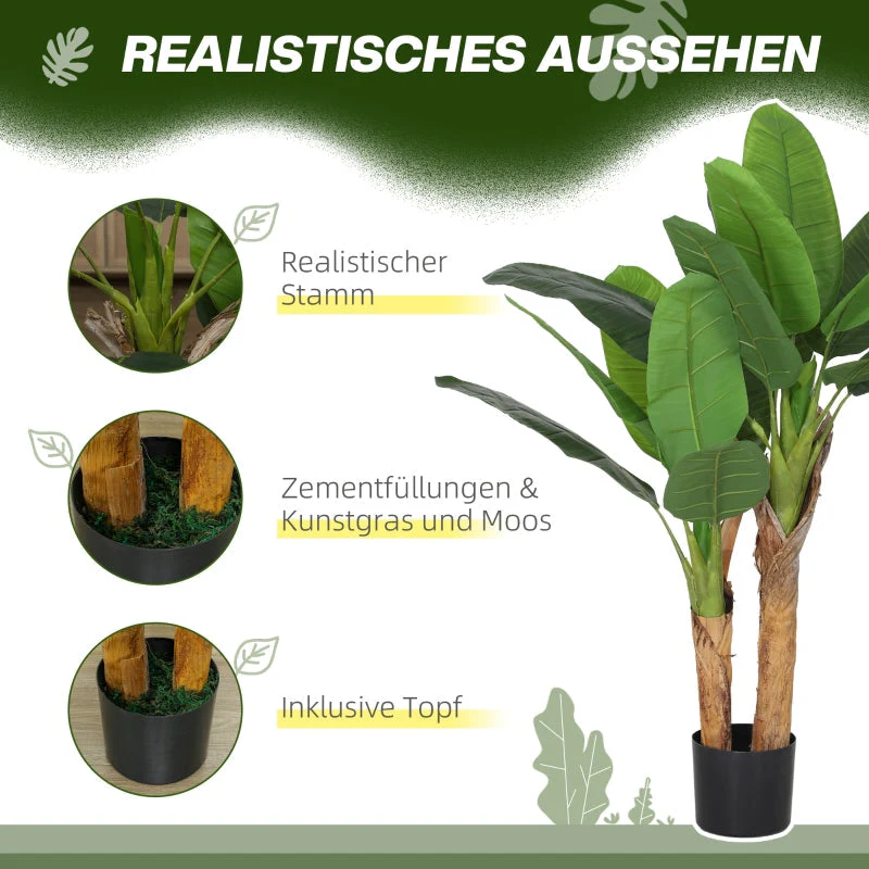 Artificial Banana Tree, Set of 2, 120 cm, Plastic - Image 4