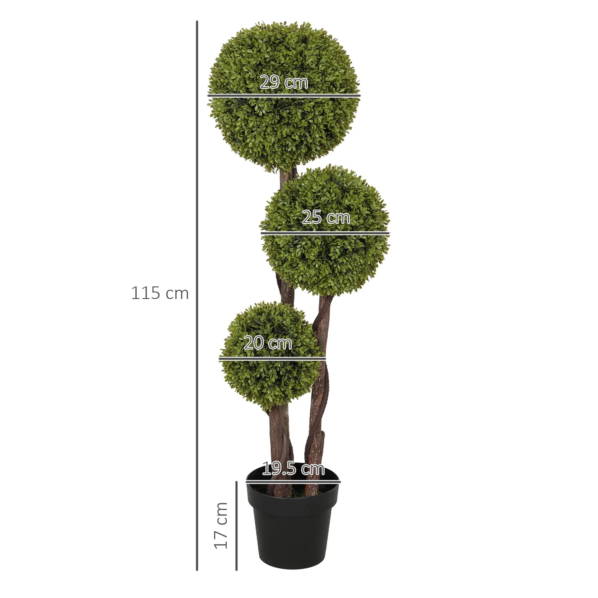 Artificial Boxwood 115 cm Decorative Plant in Pot for Home/Office Green - Image 3