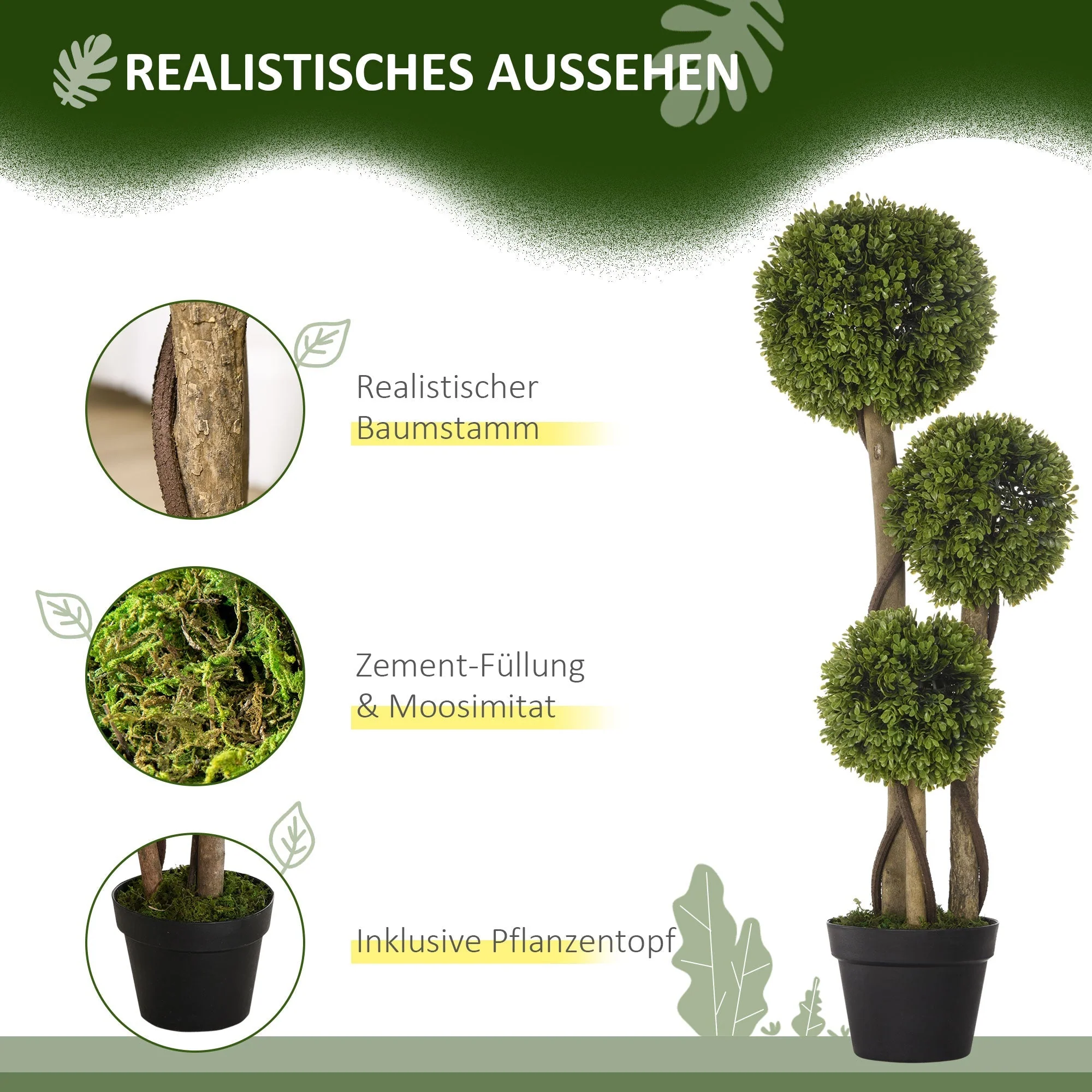 Artificial Boxwood Tree 90 cm UV Protection, Light Green - Image 4
