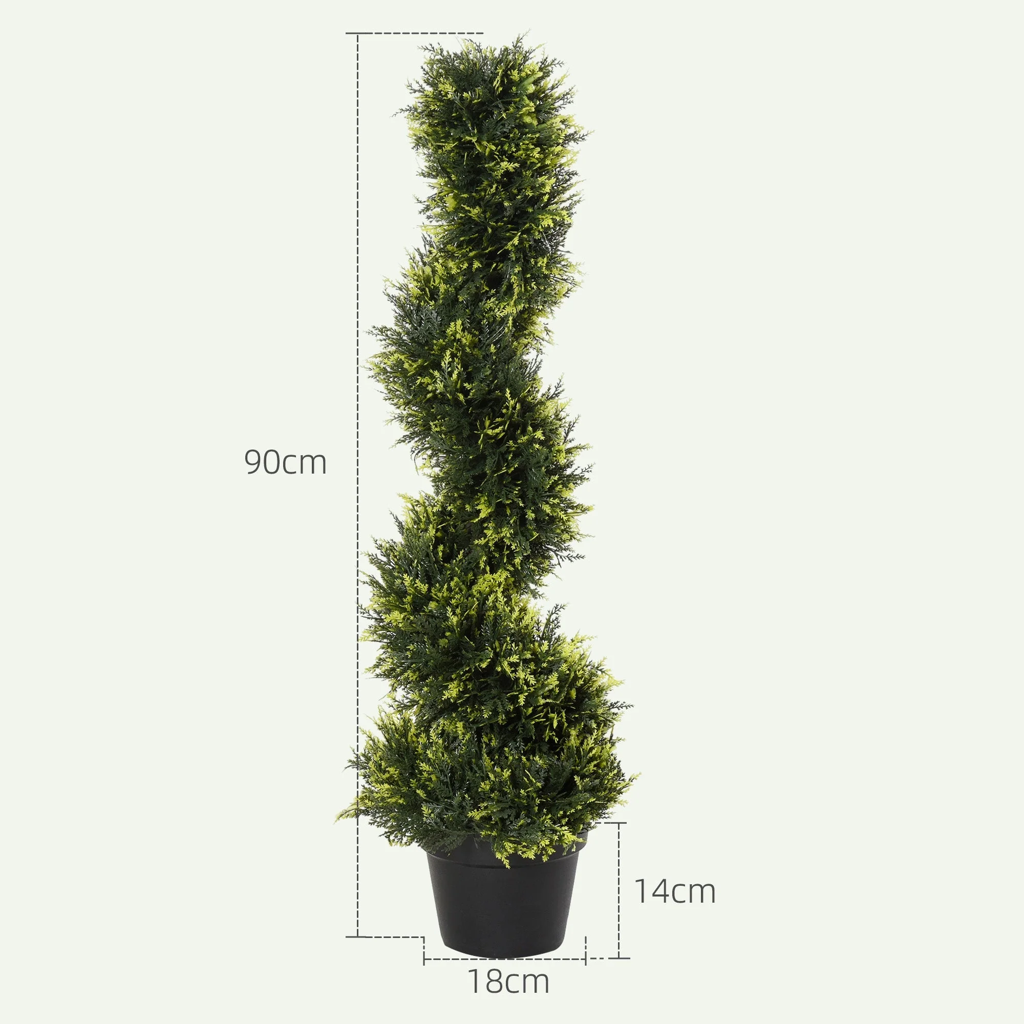 Artificial Cedar Trees Set of 2, Large 90cm Spiral Plant for Decoration, Plastic - Image 3
