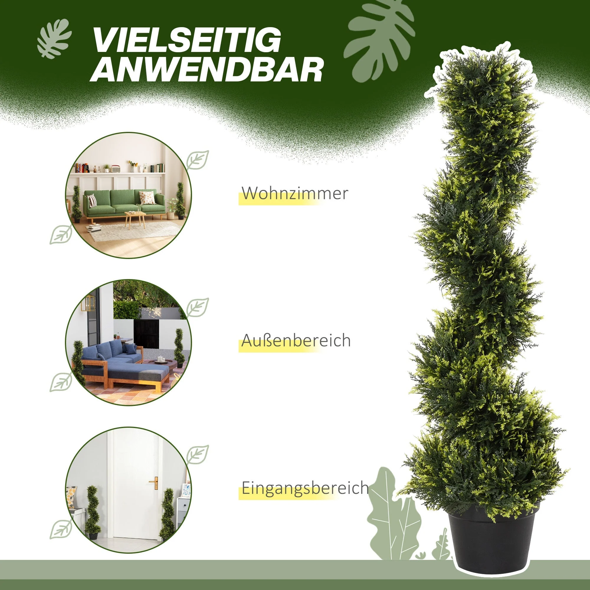 Artificial Cedar Trees Set of 2, Large 90cm Spiral Plant for Decoration, Plastic - Image 4