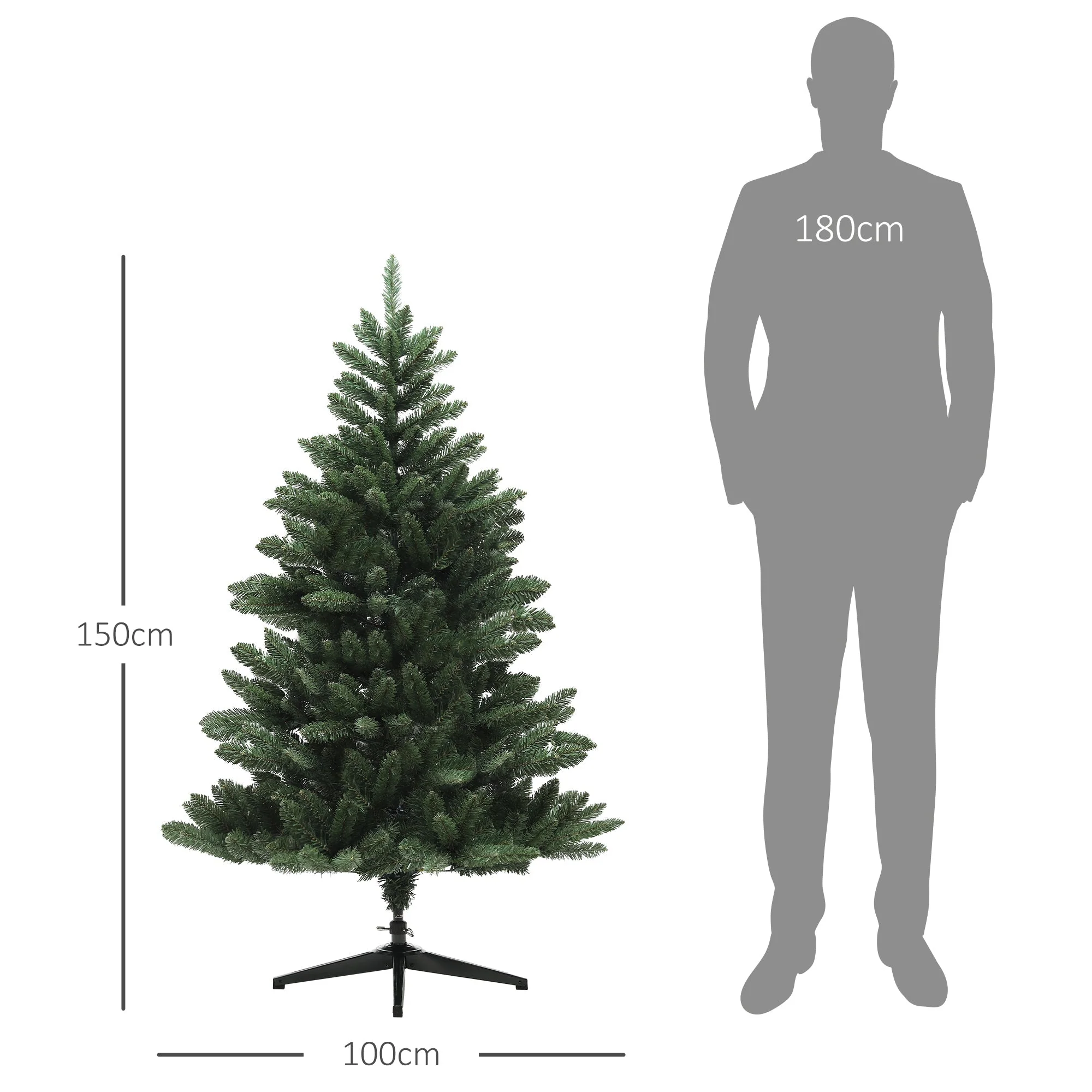 Artificial Christmas Tree, 150 cm 565 Tips Foldable, Green - Image 3