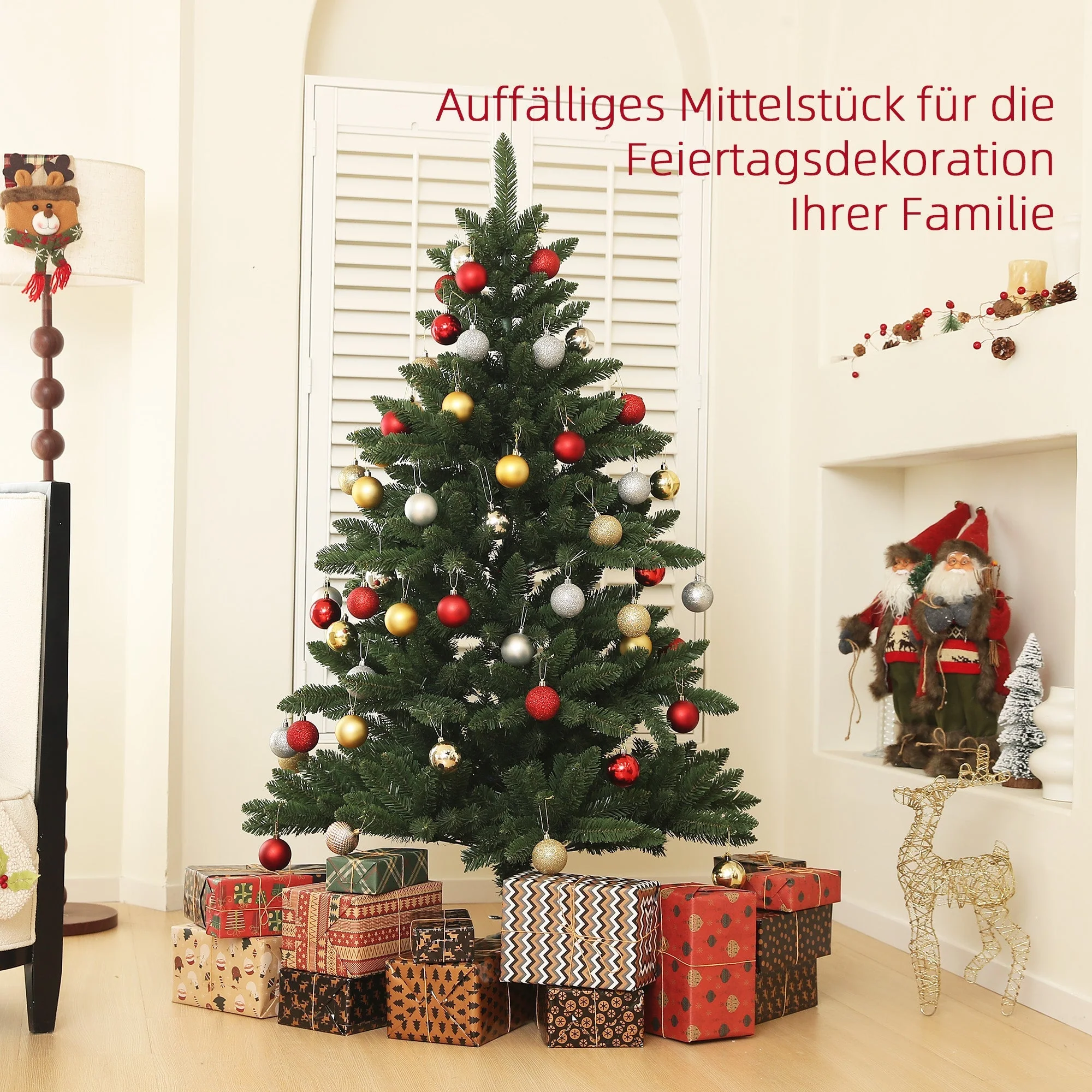 Artificial Christmas Tree, 150 cm 565 Tips Foldable, Green - Image 4