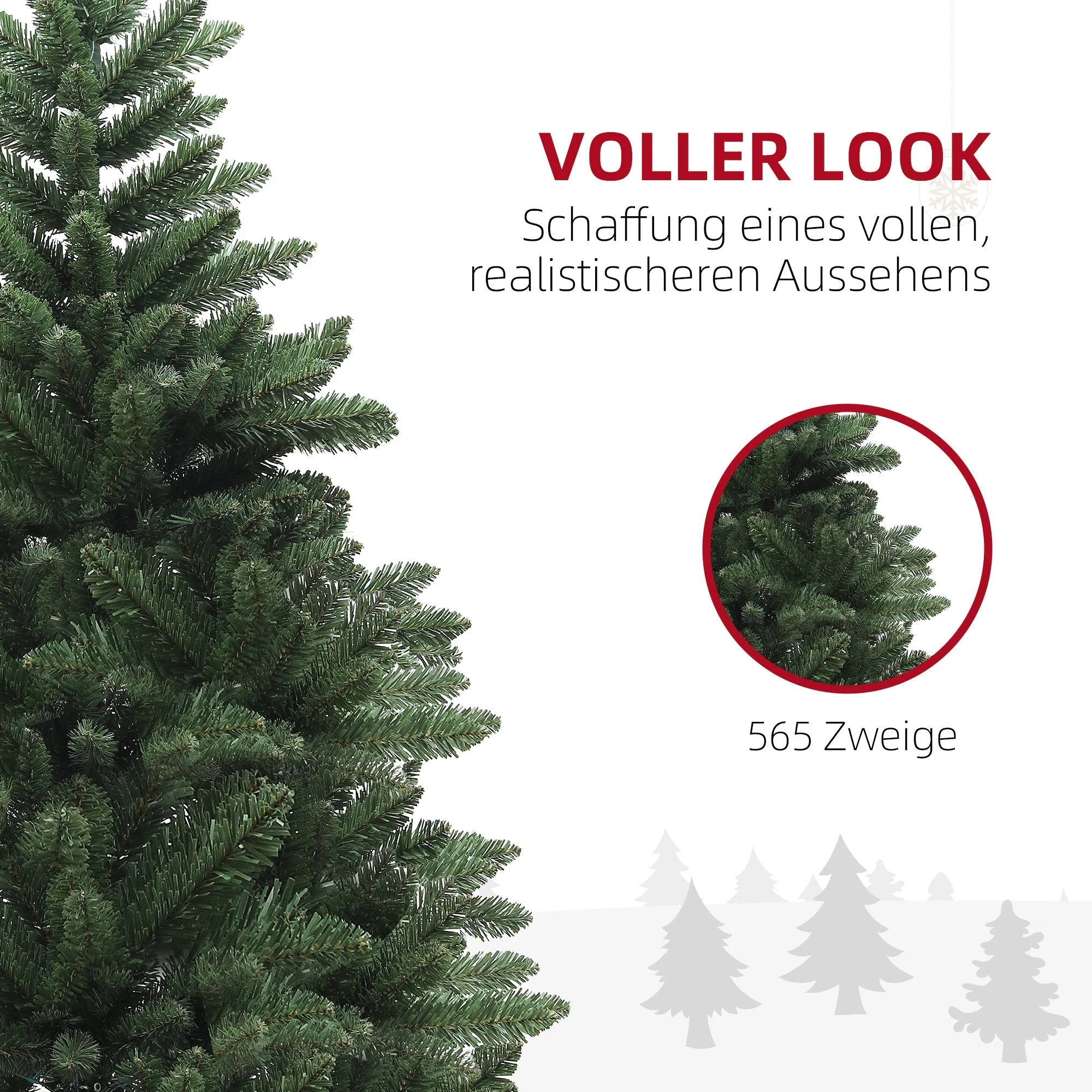Artificial Christmas Tree, 150 cm 565 Tips Foldable, Green - Image 6
